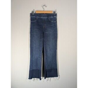 Spanx Womens Wide Leg Pull On Raw Hem Crop Jeans Sz M Streetwear‎ Festival Boho